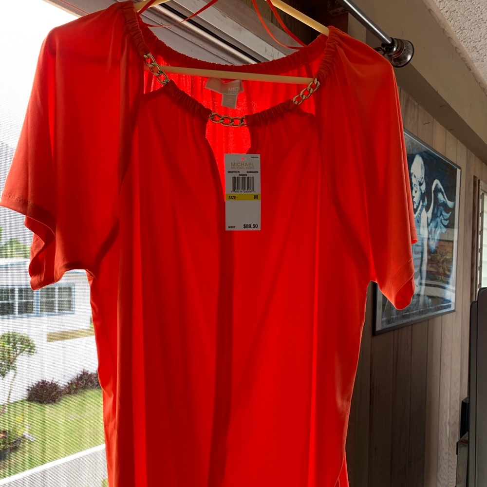Tangerine colored Michael Kors blouse